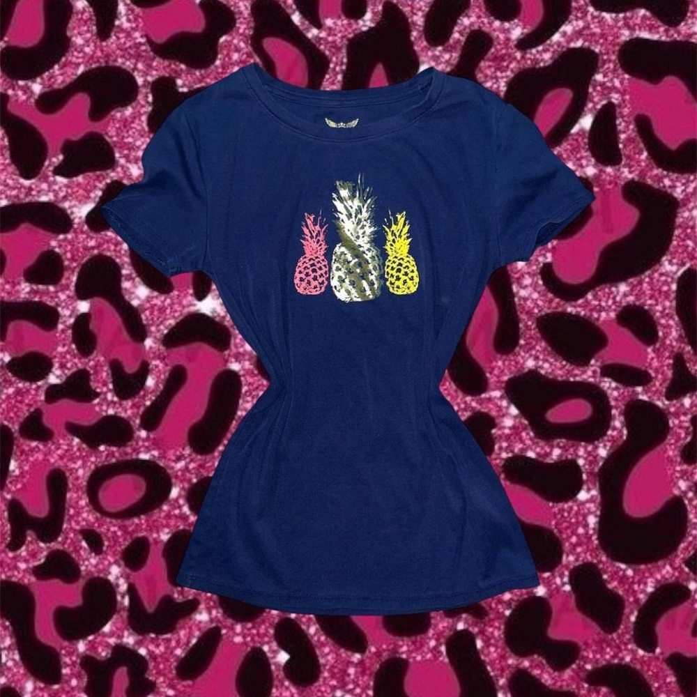 2010s faded glory Navy blue pineapple fitted tee